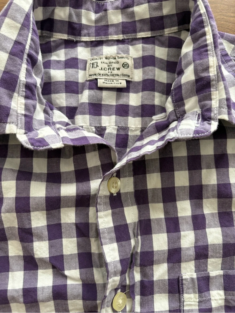 J.Crew Men’s Purple White Gingham Button Down Shirt Long Sleeve Size XS